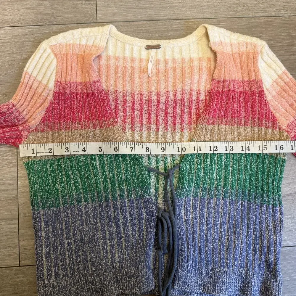Free People Trouble Maker Cardi Rainbow Sweater Fairy Cardigan Front Tie‎ XS